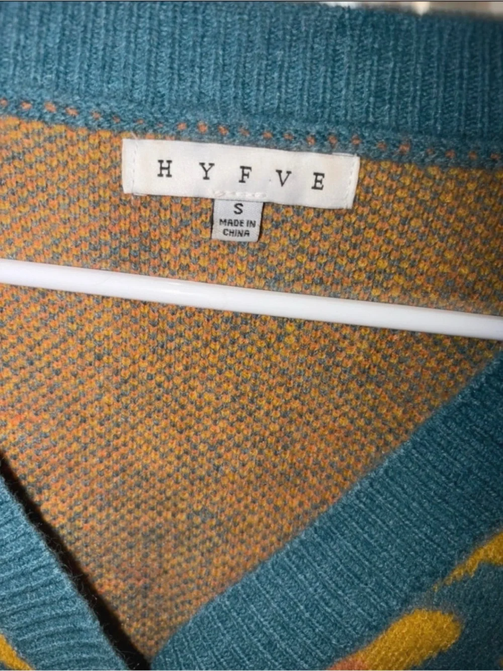 HYFVE Teal With Orange/Yellow Flowers Cardigan Size S.